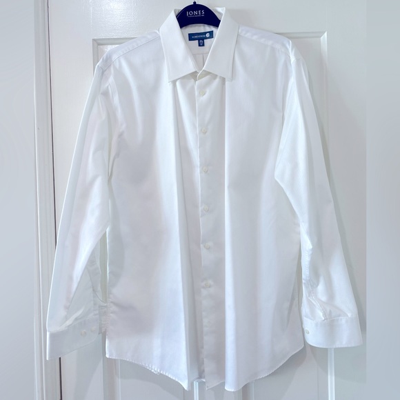 Nordstrom textured white strip Mens button down collared dress shirt - Picture 2 of 9